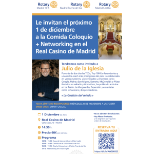 Entrada Comida Coloquio + Networking en el Real Casino de Madrid con Julio de la Iglesia